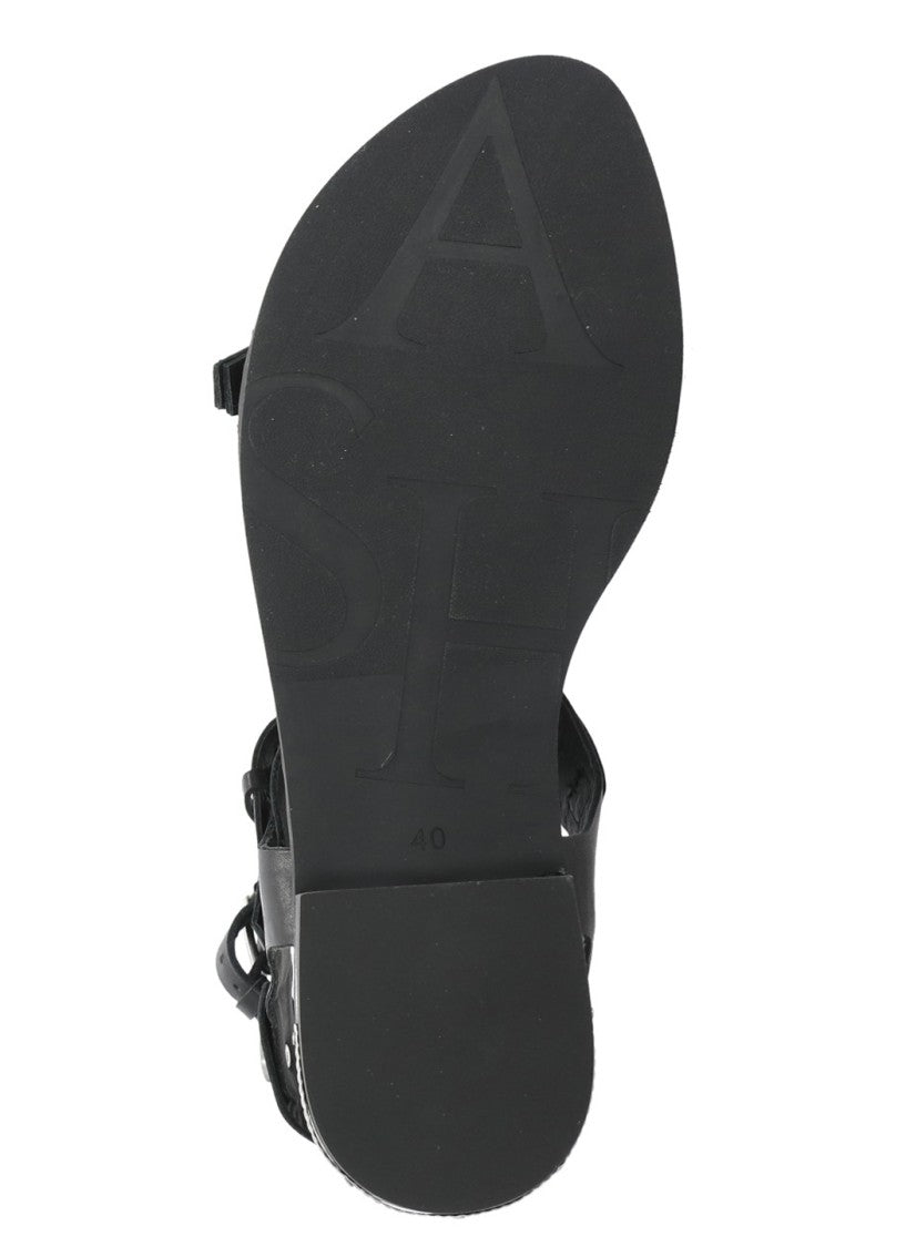 Ash Black Pia Studded Leather Sandals