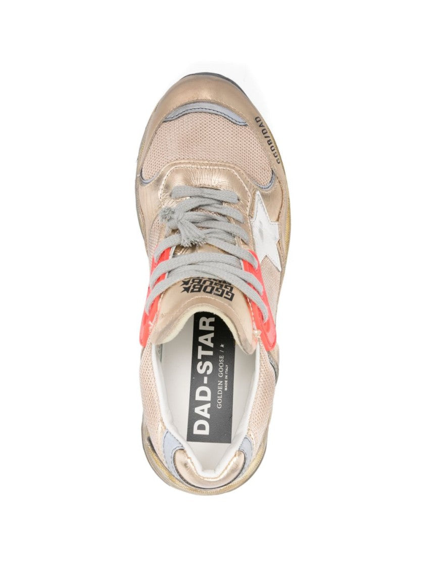 Golden Goose Metallic Gold Distressed Vintage Sneakers