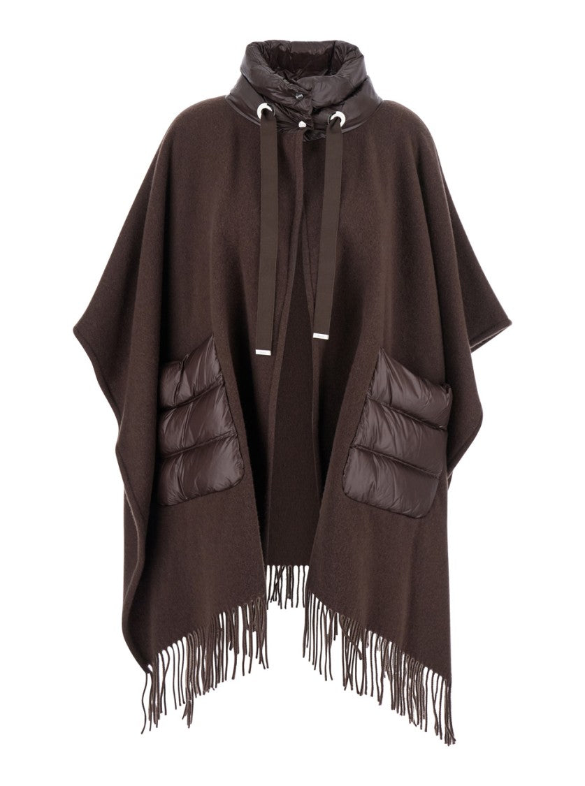 Herno Brown Cape With Drawstring Collar