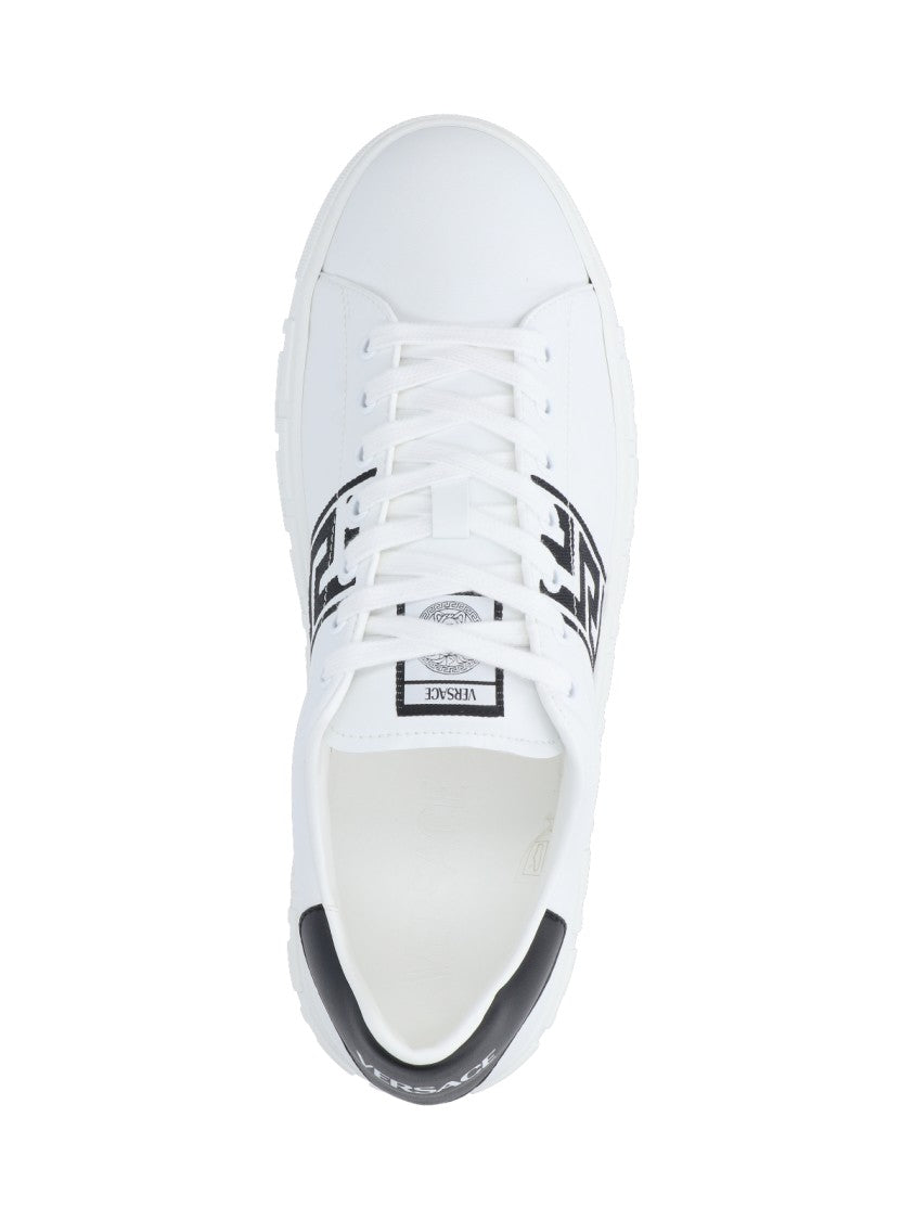 Versace 'Greca' Embroidered Sneakers – White