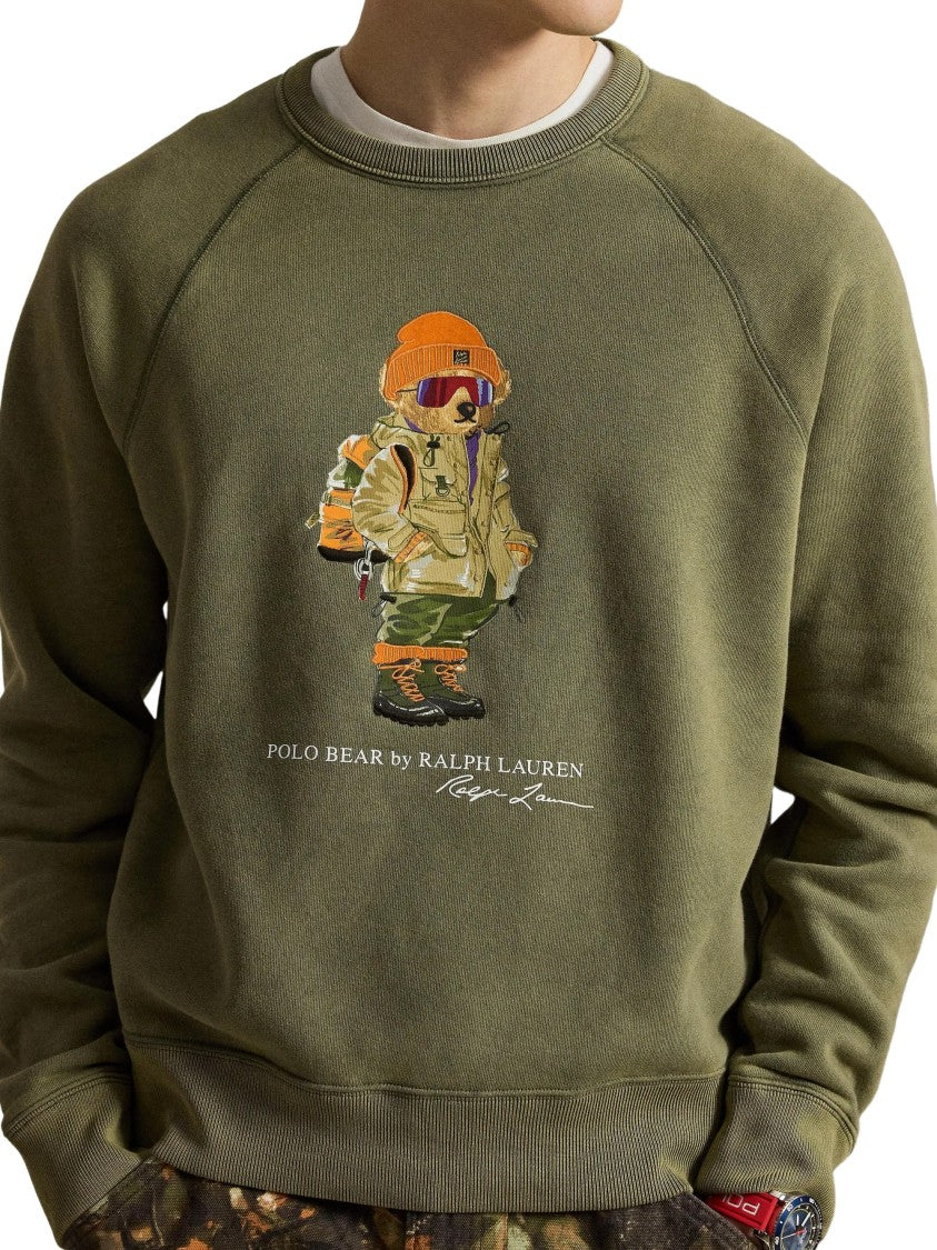 Polo Ralph Lauren Raglan-Sleeve Polo Bear Sweater In Olive Green