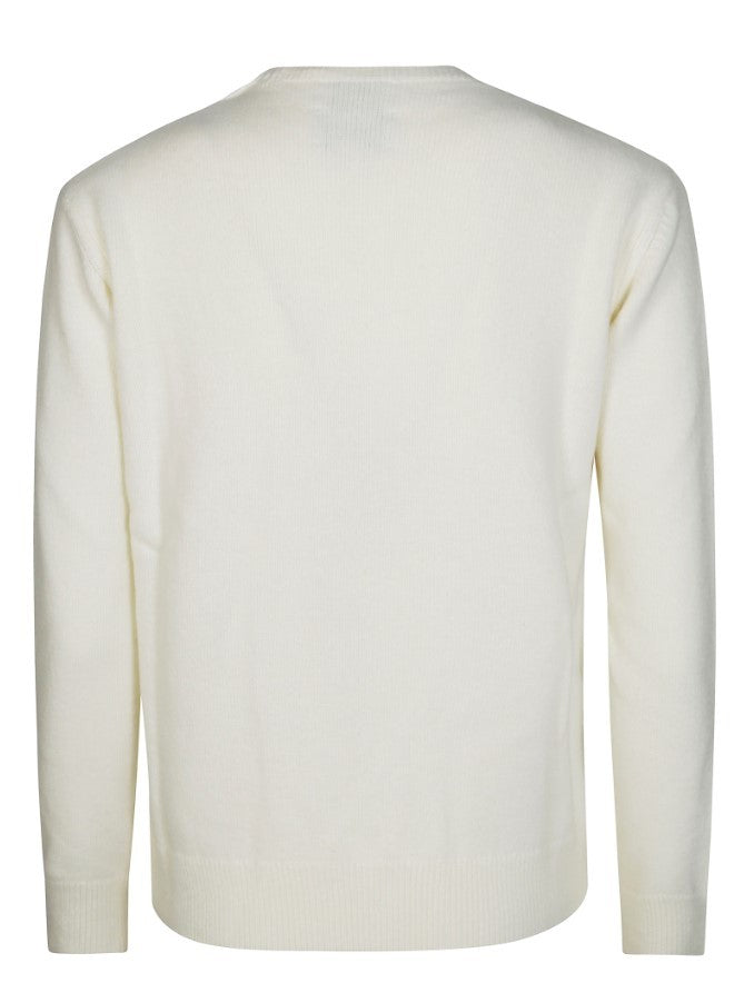 Mc2 Saint Barth White Sweater With Gold Lettering