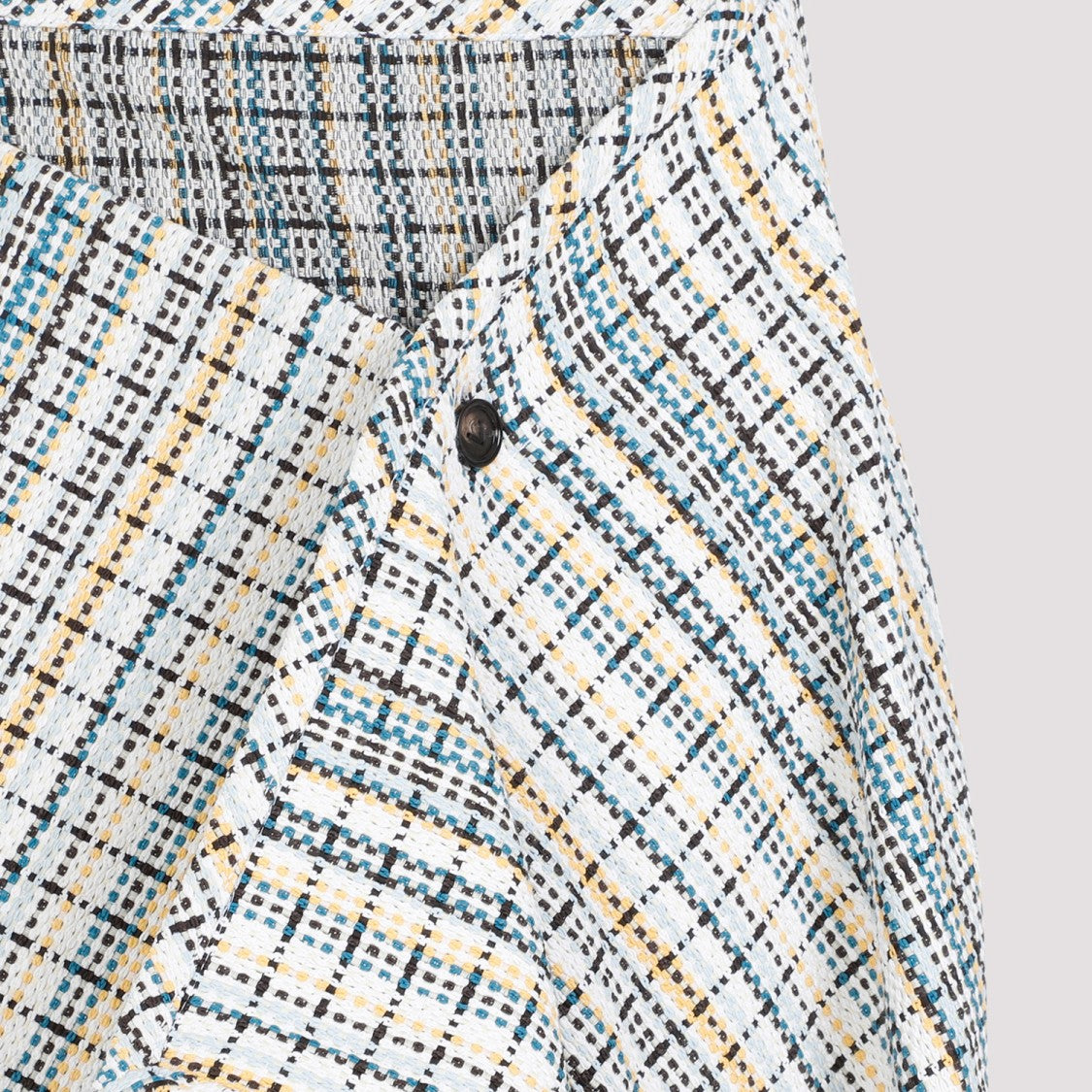 Bottega Veneta White Cotton Check Skirt
