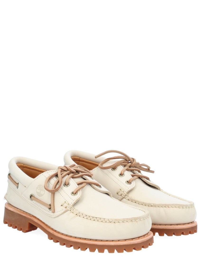 Timberland Light Beige Moc Toe Tread Boat Shoes