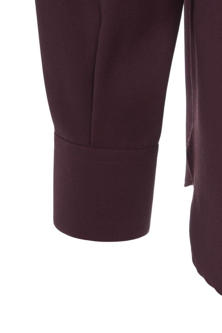 Amaranto Burgundy Virgin Wool Shirt With French Collar And Tailored Fit