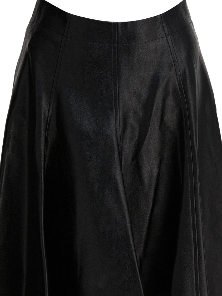 Thelaurent Black Polyurethane Skirt With High Waist