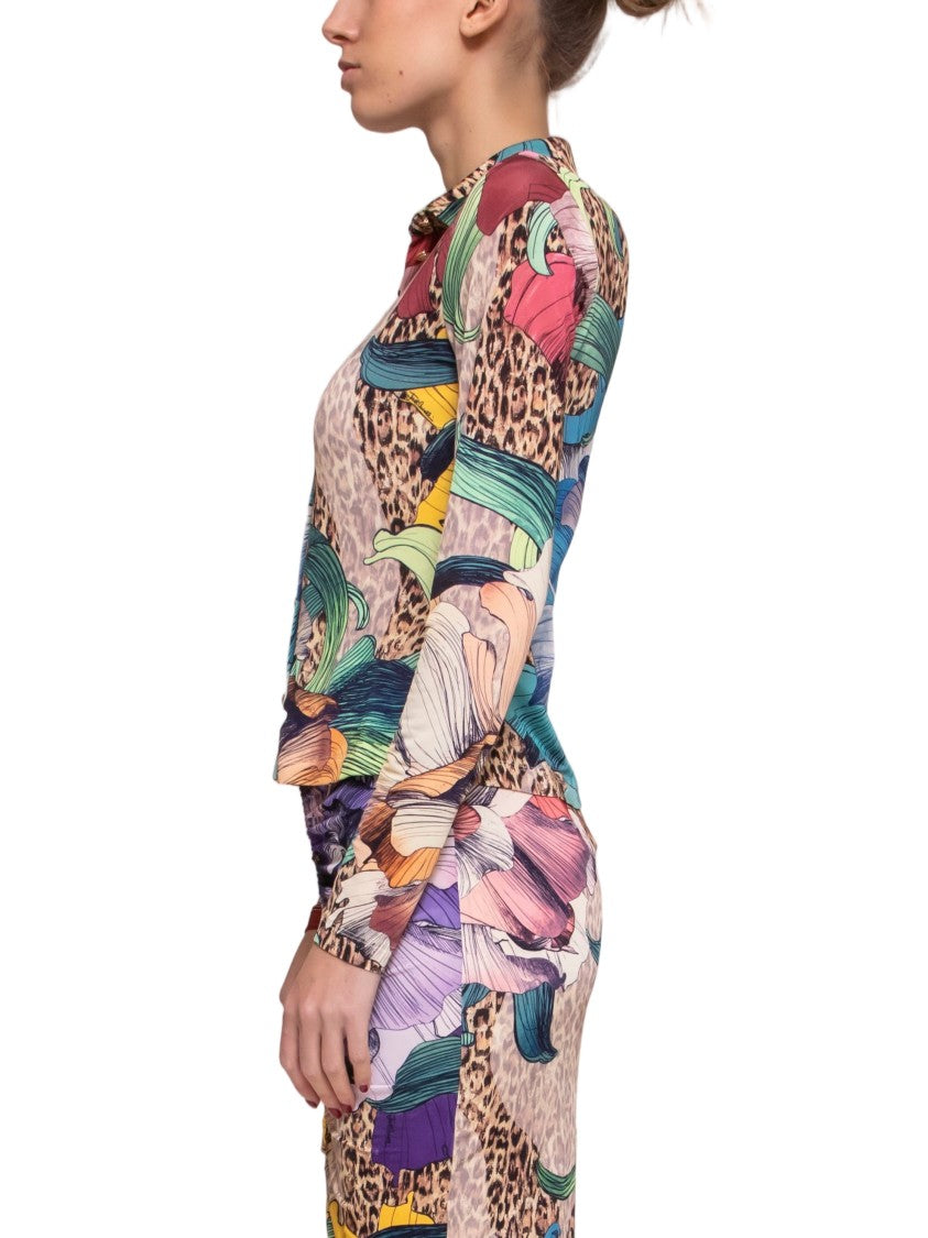 Just Cavalli Slim-Fit Floral Leopard Print Shirt