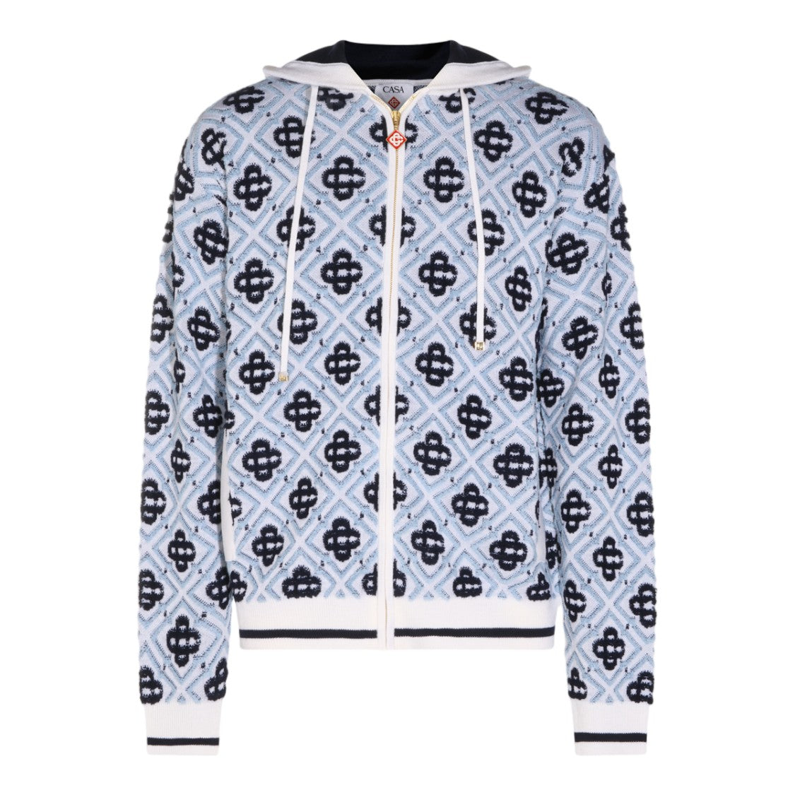 Casablanca Textured Knit Zip-Up Sweater With Hood