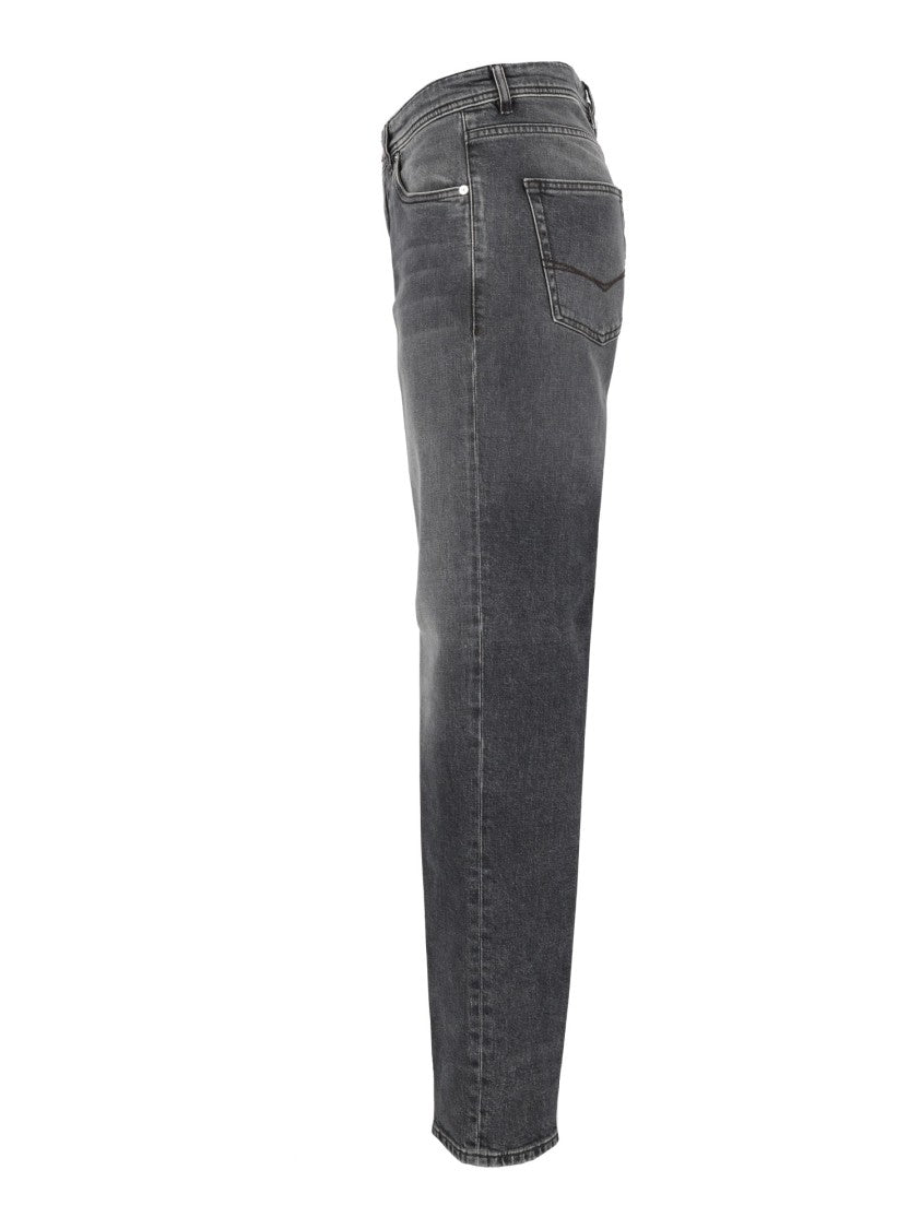 Peserico Black Wash Five-Pocket Straight-Leg Pants