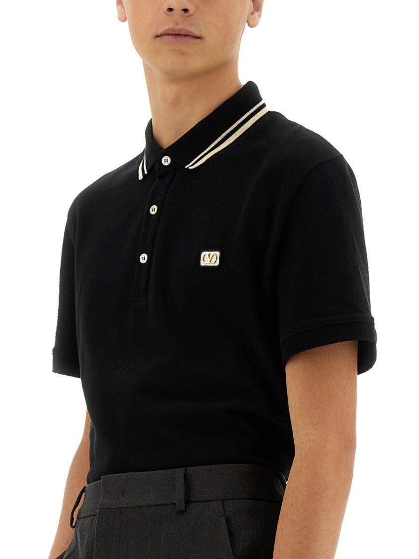 Valentino Regular Fit Black Piquet Polo