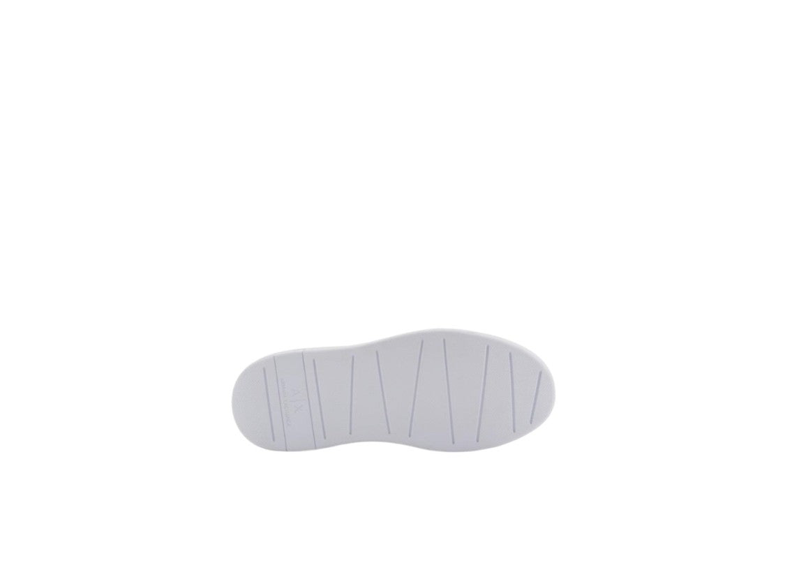 Armani Exchange White Leather Logo Lettering Rubber Sneakers