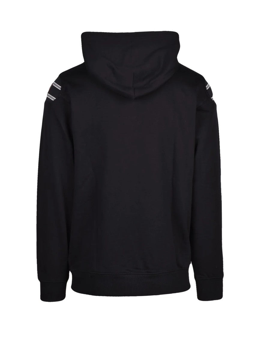 Diesel Black Stretch Hoodie With Bold Logo And Kangaroo Pocket