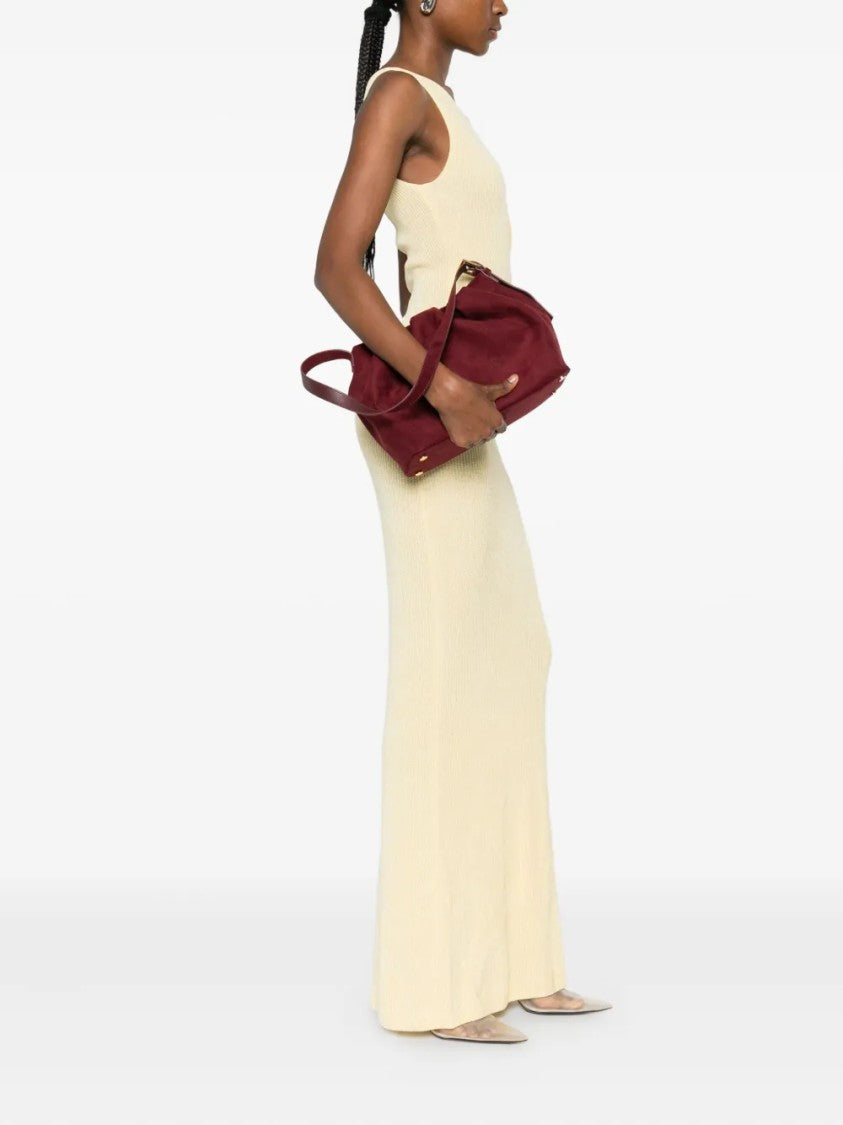 Themoirè Structured Shoulder Bag With Top Handle And Detachable Strap
