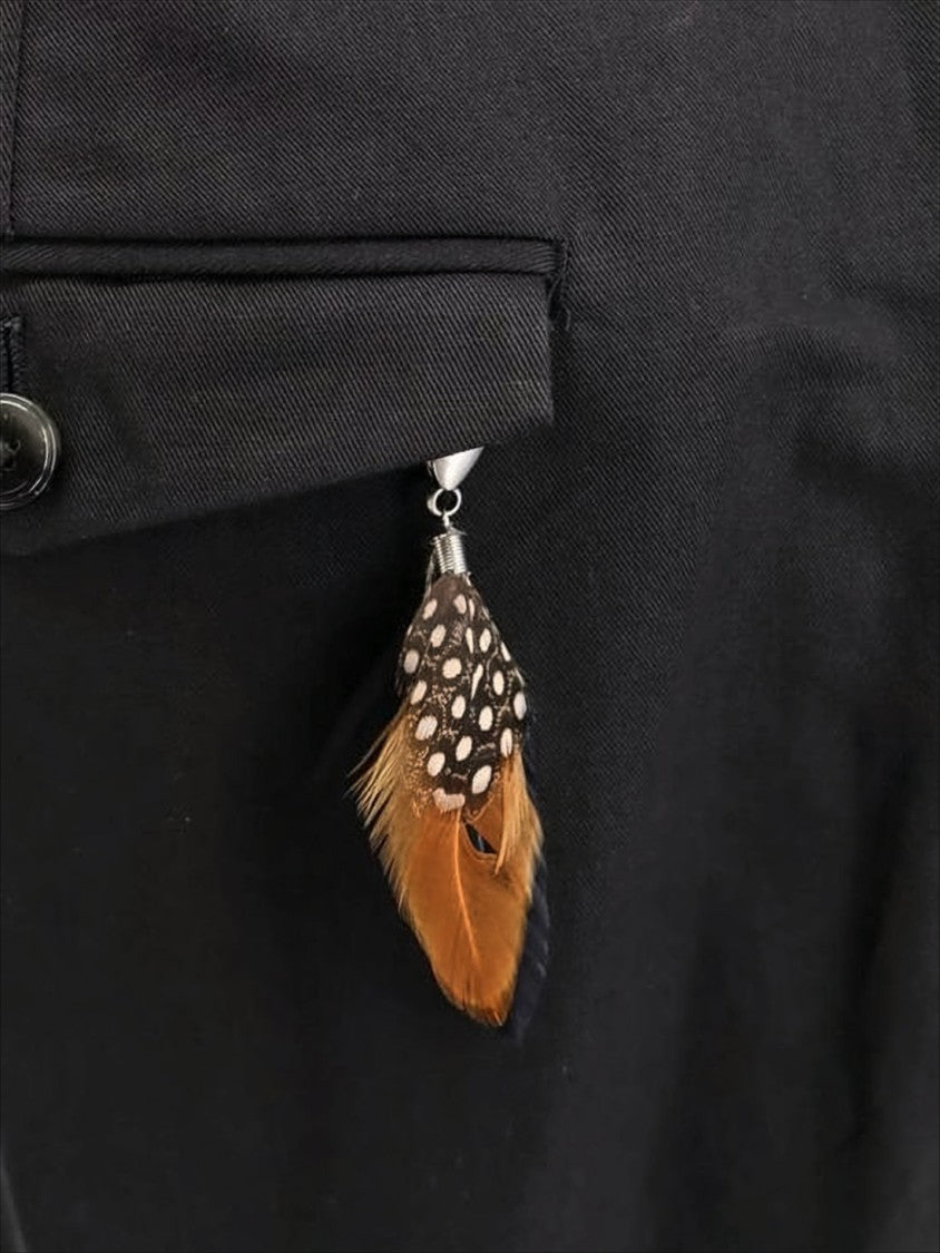 Pt Torino Tailored Black Suit Pants With Cropped Length And Feather Charm