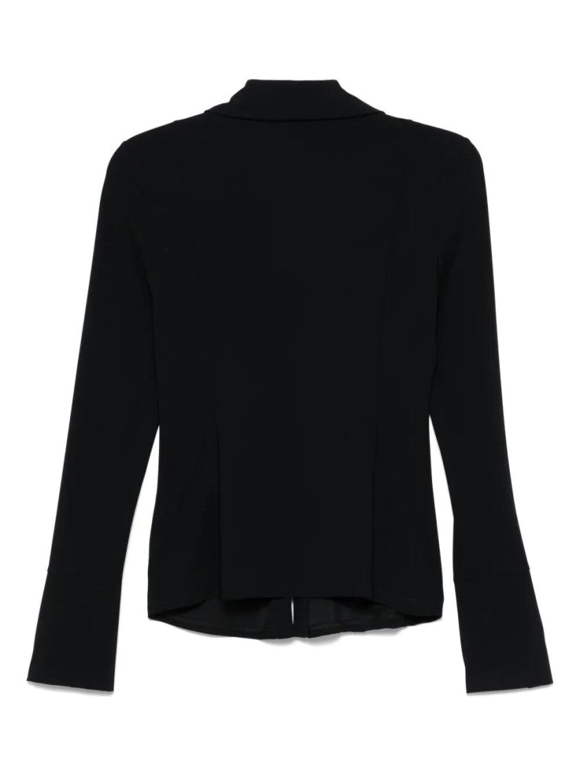Patrizia Pepe Black Zip Front Shirt With Ruching