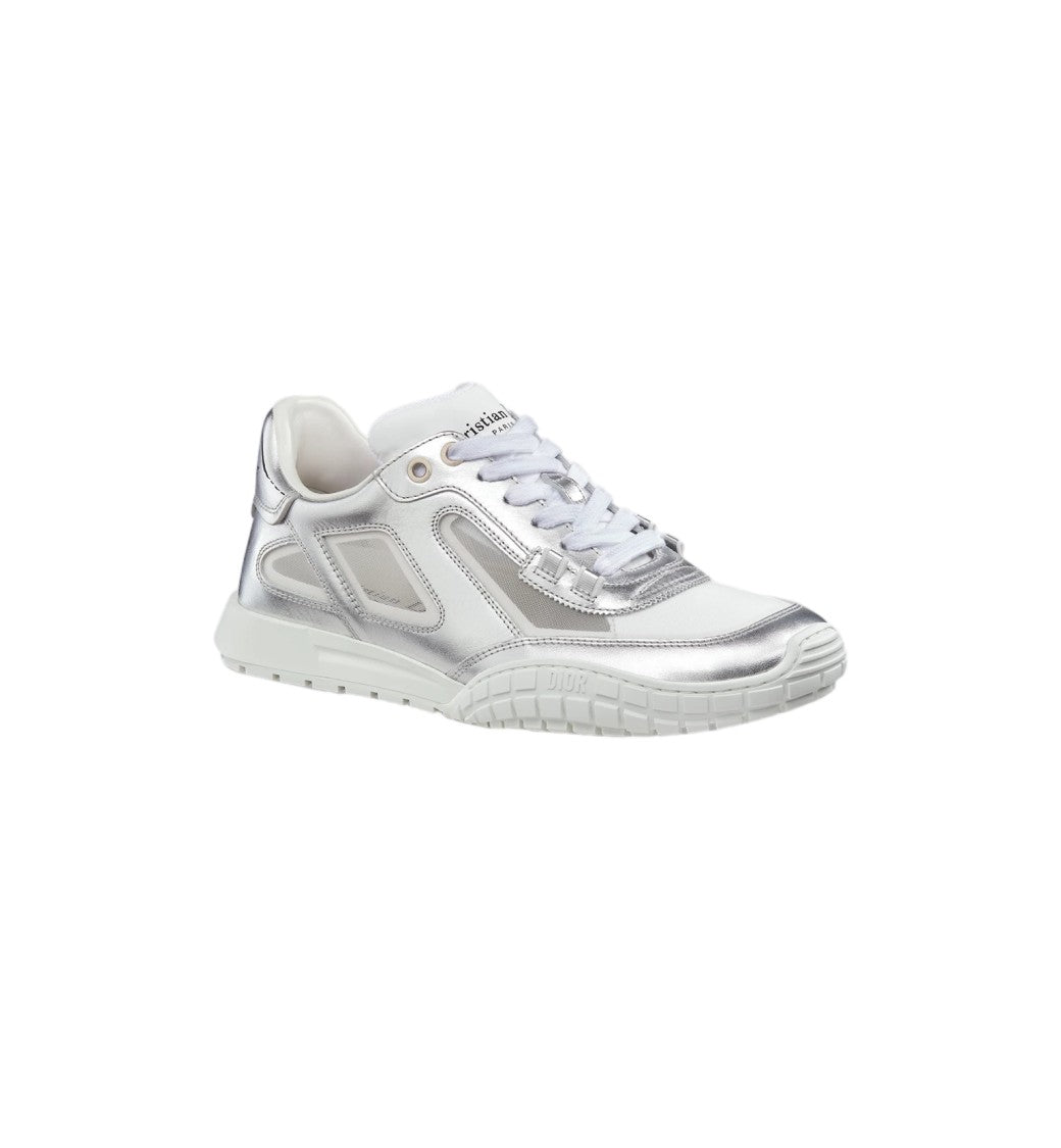 Christian Dior Metallic Silver White Mesh Sneakers