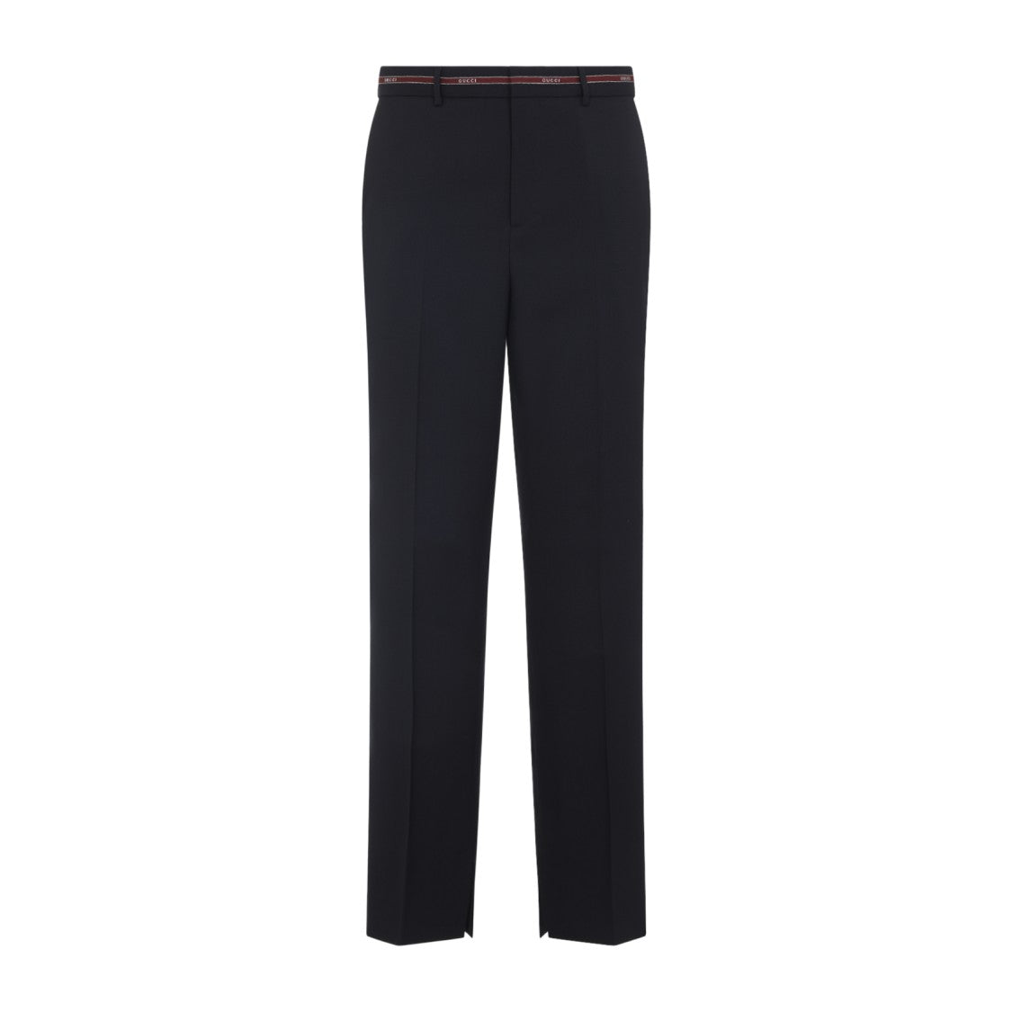 Gucci Straight-Leg Wool Trousers With Branded Ribbon Detail