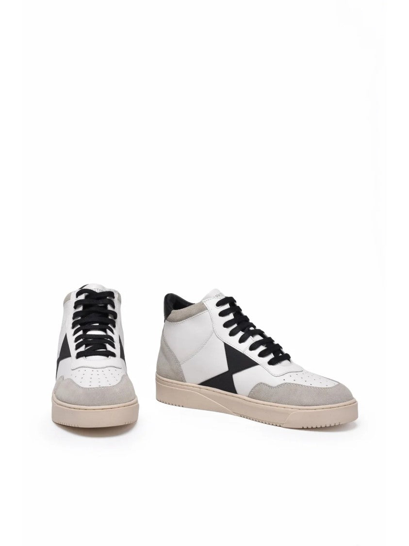 Arkistar White/Black Panel Leather Low-Top Sneakers