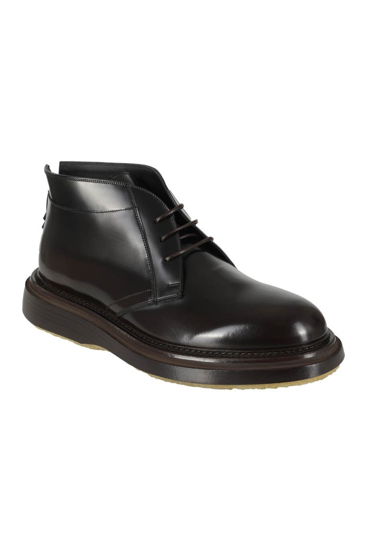 The Antipode Brushed Leather Lace-Up Boots With Durable Sole
