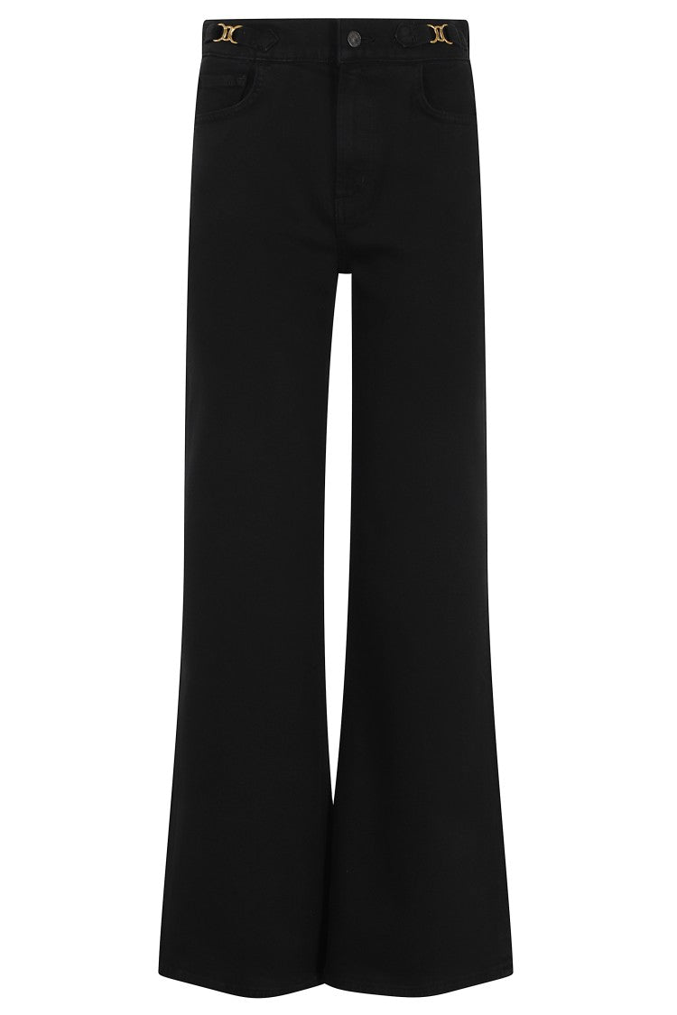 Citizens Of Humanity Black Kimberly Flare Horsebit Five-Pocket Cotton-Blend Jeans