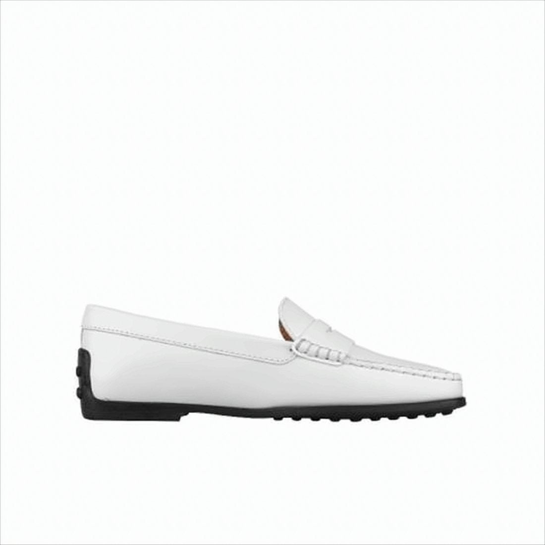 Tod's Minimalist White Leather Penny Loafers With Rubber Sole
