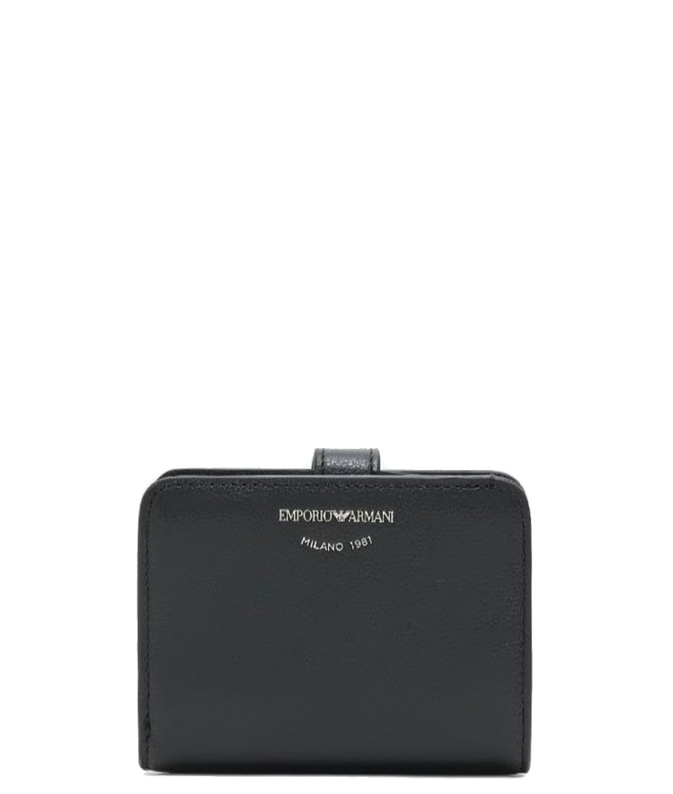 Emporio Armani Tumbled Leather Screen Printed Bifold Wallet