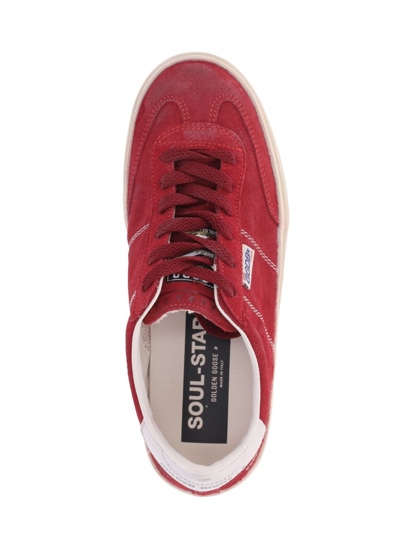 Golden Goose Rounded Toe Red Calf Leather Sneakers