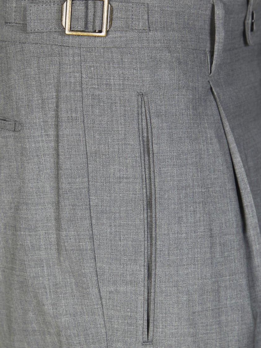 Berwich Light Grey Relaxed Fit Nos Pleated Trousers