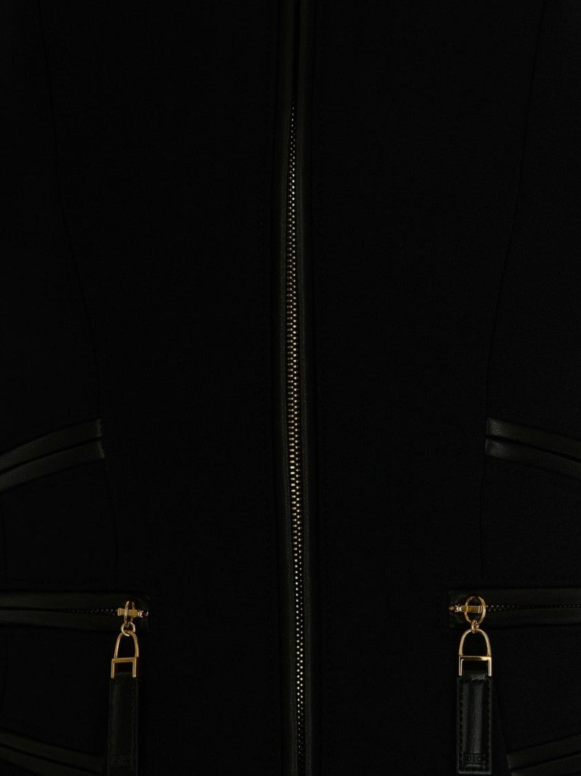 Elisabetta Franchi Tailored Black Jacket With Decorative Zipper Details
