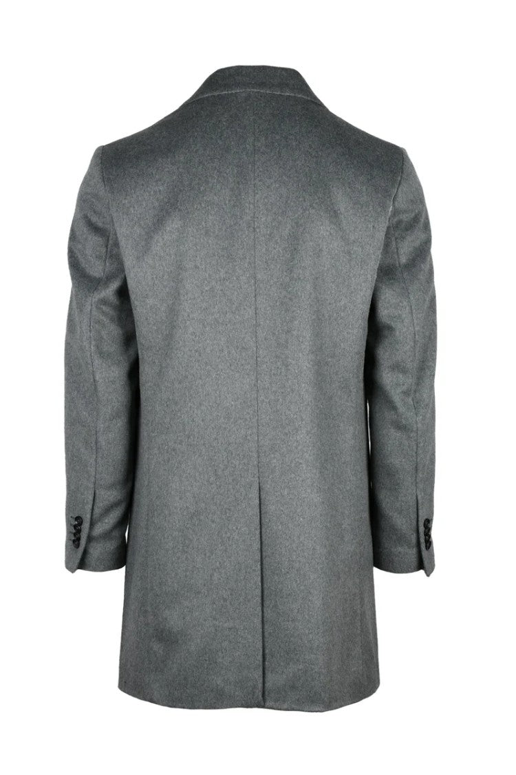 Premier Homme Mid-Length Grey Coat With Structured Collar