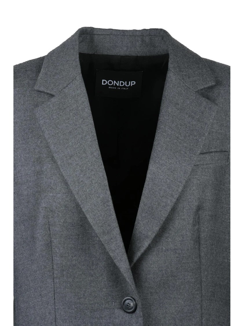 Dondup Grey Tailored Stretch Virgin Wool Blazer