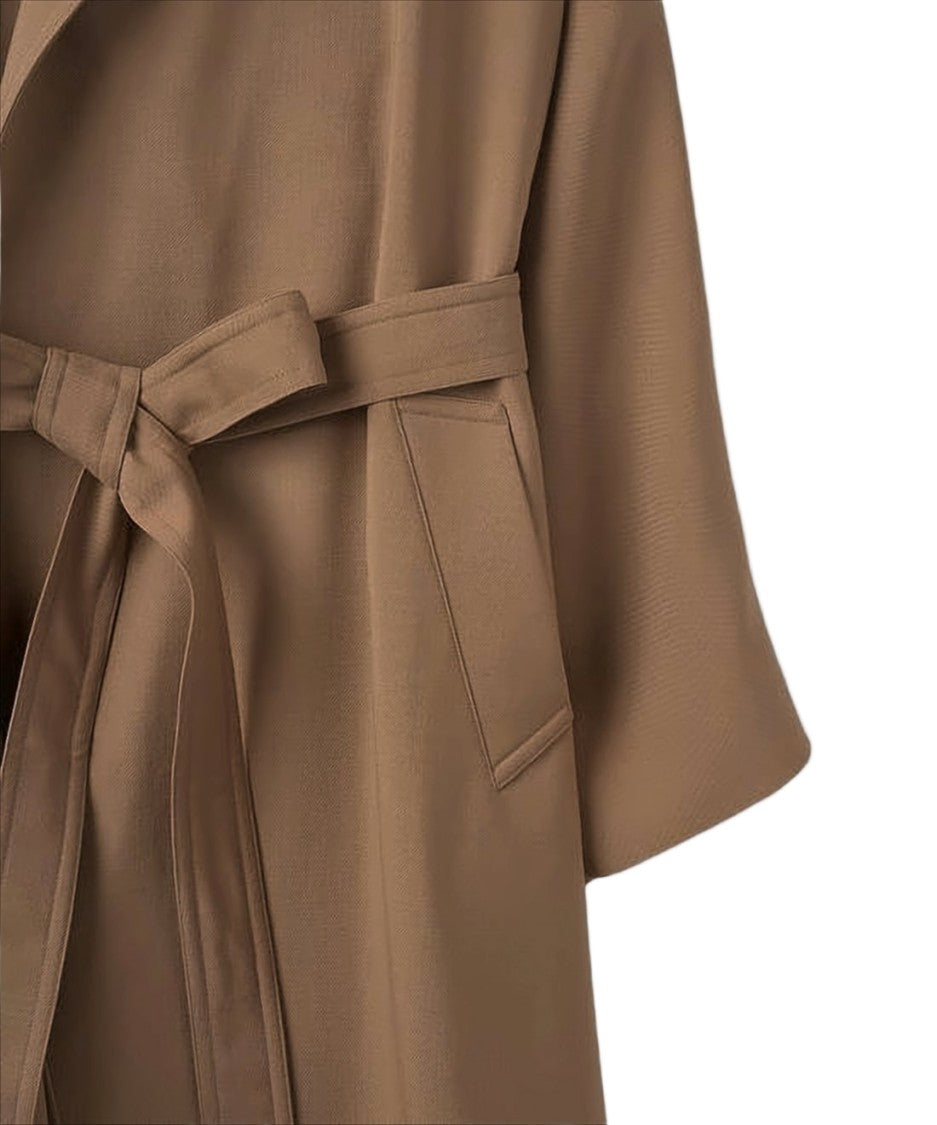 The Row Mid-Length Brown Coat With Self-Tie Belt