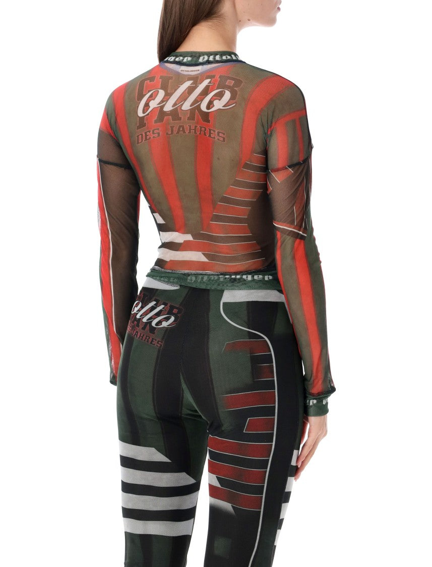 Ottolinger Top Ls Mesh Printed Long-Sleeve T-Shirt