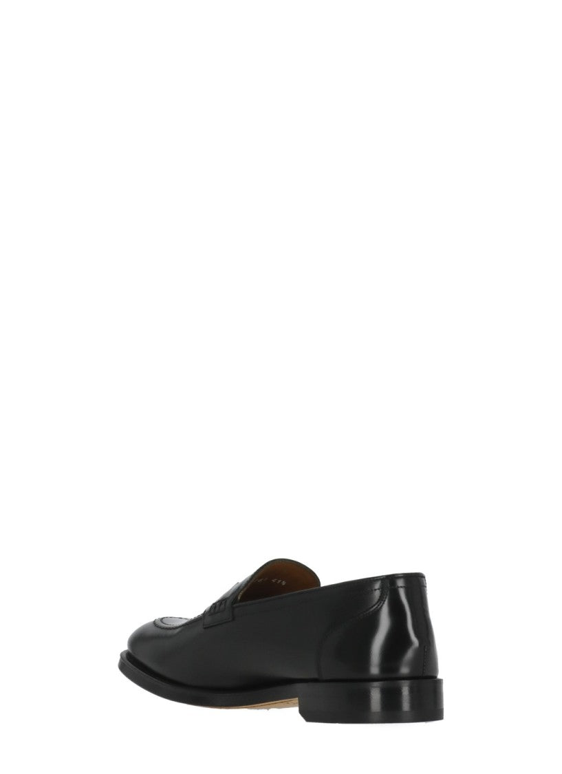 Doucal's Black Smooth Leather Mask Loafers