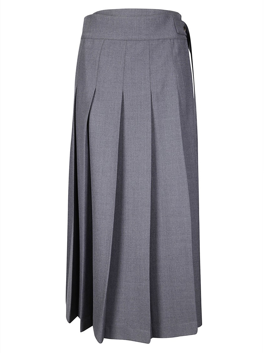 Róhe Mid-Length Pleated Wrap Skirt With Textured Finish