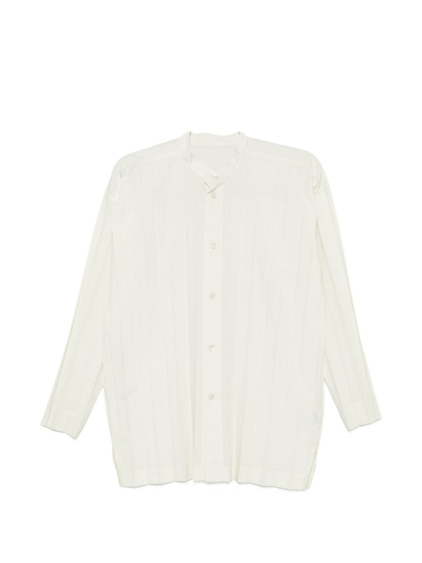 Homme Plissé Issey Miyake White Relaxed Fit Striped Shirt