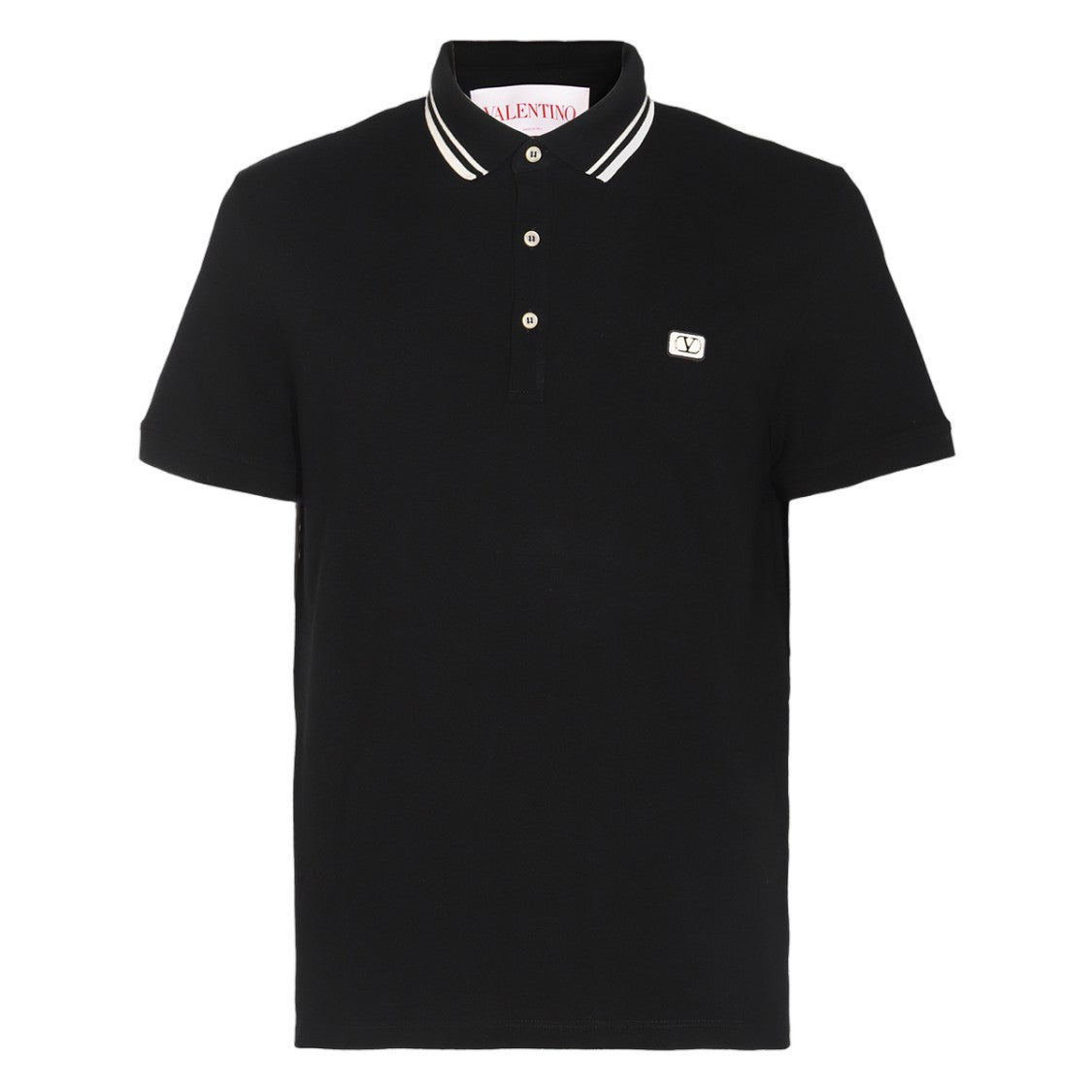 Valentino Black Polo Shirt With Ribbed Collar
