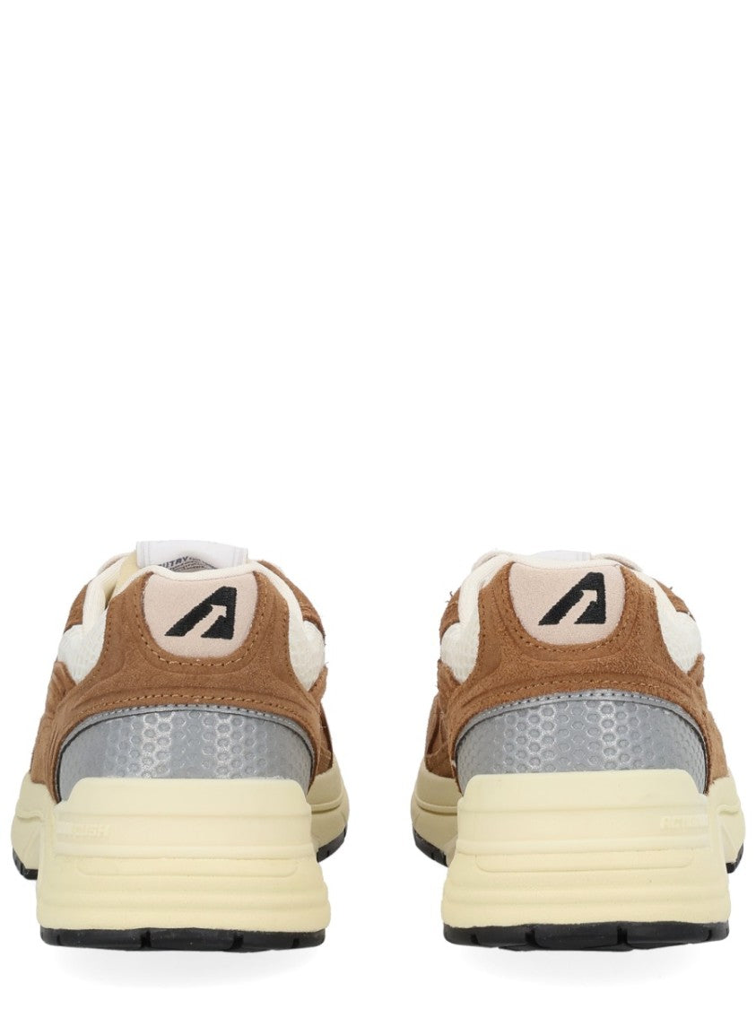 Autry Brown Hyperway Cow Leather Mesh Sneakers