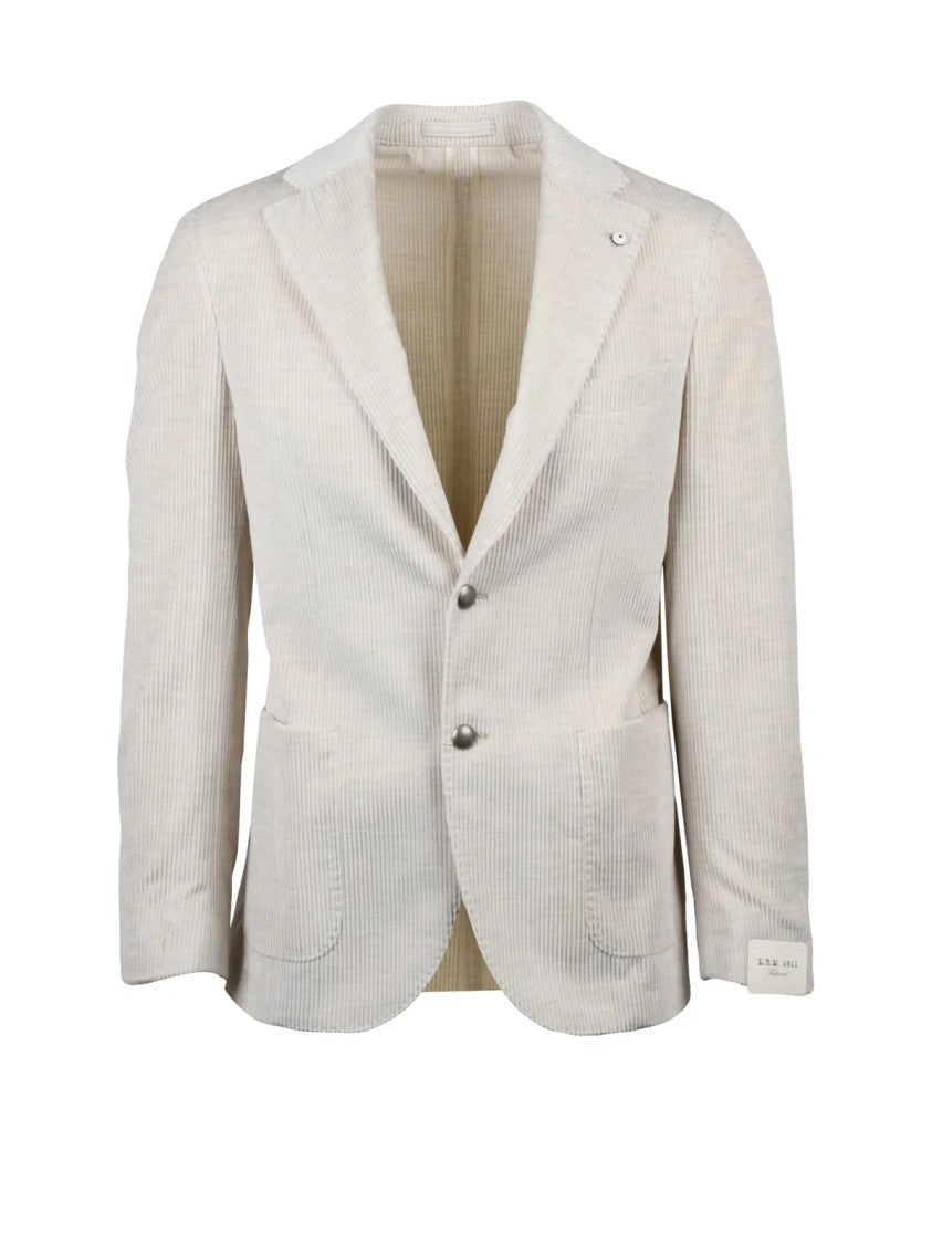 L.B.M. 1911 Cotton Velvet Jacket With Rounded Design And Button Closure