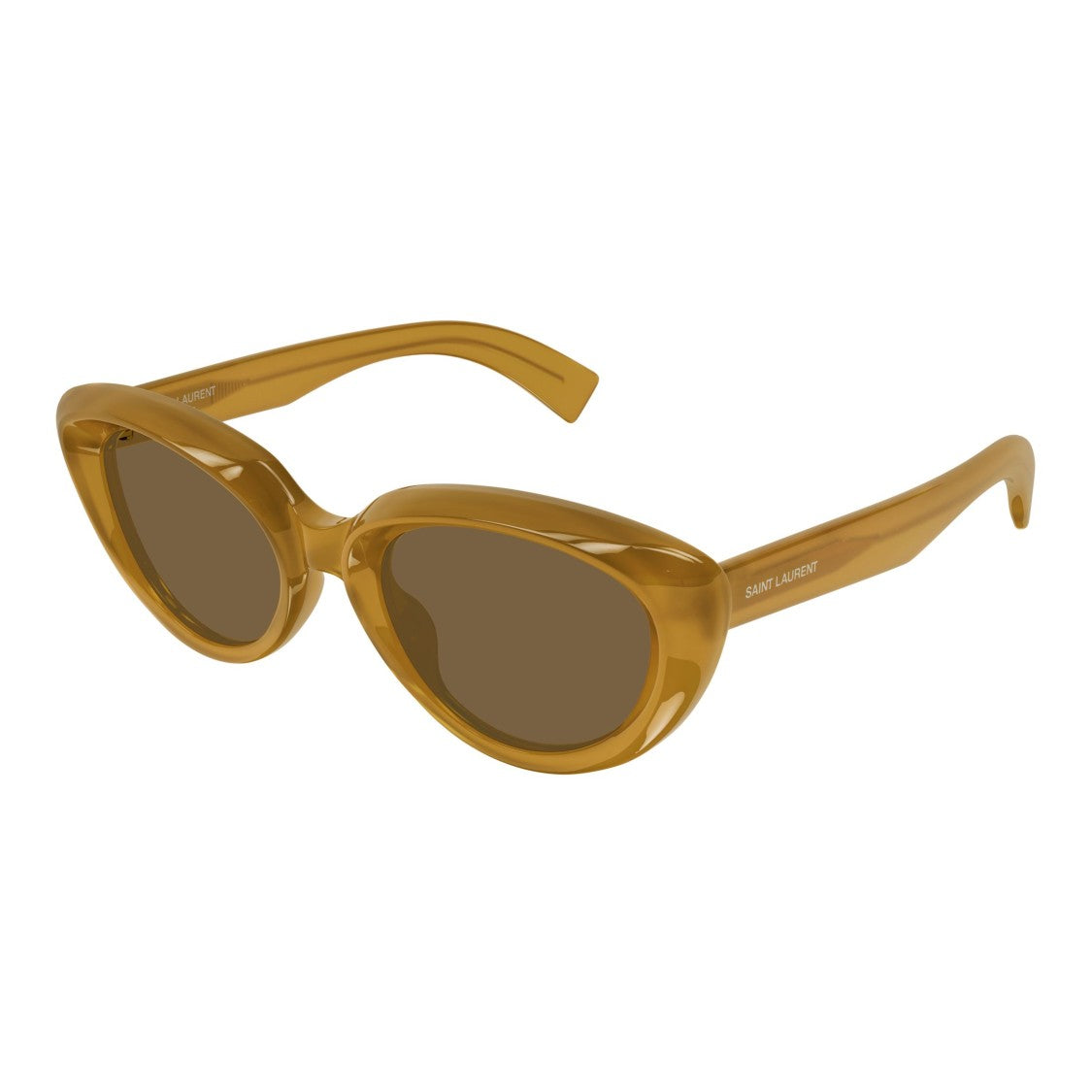 Saint Laurent Retro Cat-Eye Sunglasses With Glossy Amber Frames