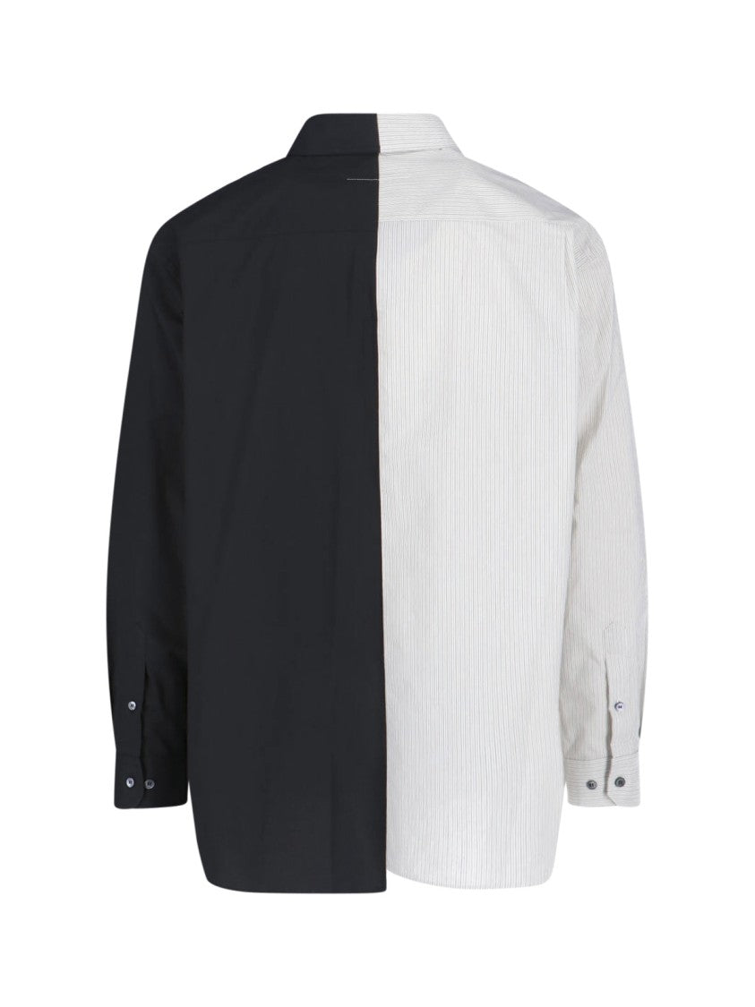 Mm6 By Maison Margiela Tailored Black Shirt With Pointed Collar And Button Cuffs