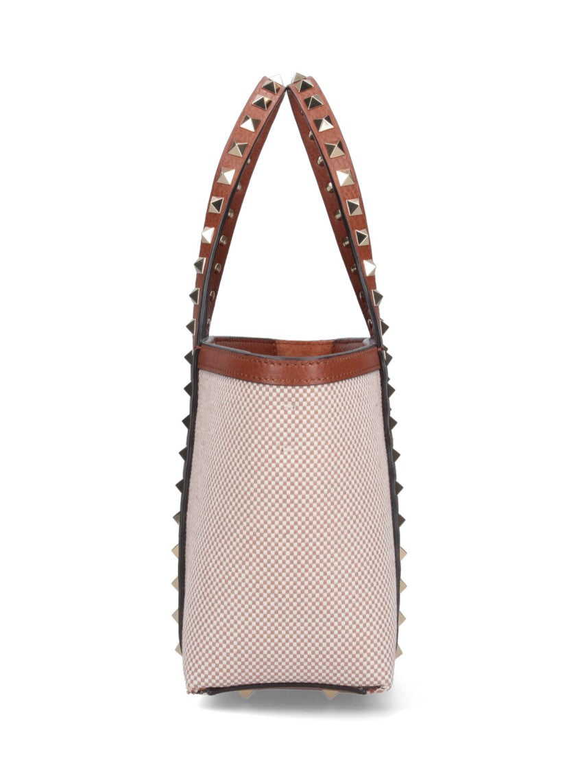 Valentino Garavani "Rockstud" Small Shopping Bag – Beige