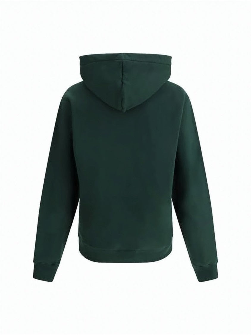 Jacquemus Dark Green Cotton Hooded Sweatshirt With Minimalist Design