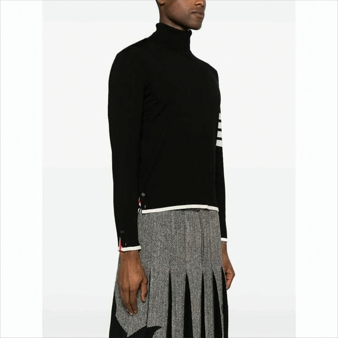 Thom Browne Fitted Black Wool Turtleneck Sweater