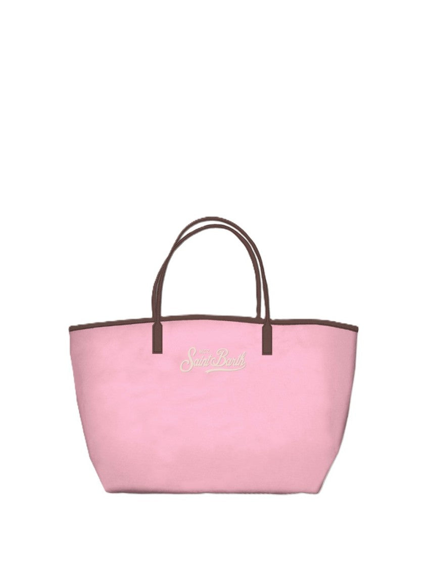 Mc2 Saint Barth Mid Nylon Shoulder Bag With Vibrant Pink Tone