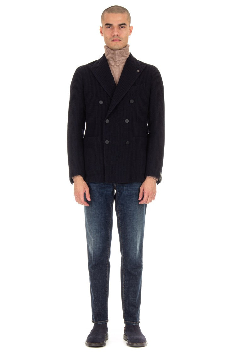 Tagliatore Montecarlo Double-Breasted Wool Rib Jacket