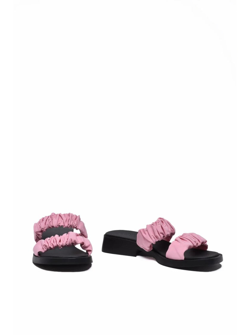 Camper Dana Pink Ruched Strap Rubber Mule Sandals