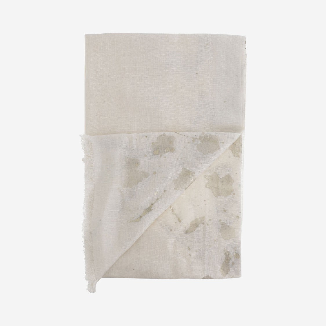 Faliero Sarti Ivory Silk And Linen Scarf With Fringed Edges