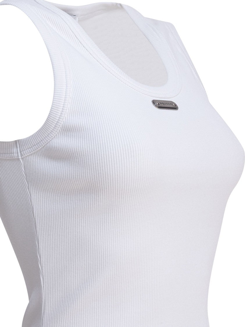 Alexander Mcqueen Sleeveless Ribbed Top With Fitted Silhouette