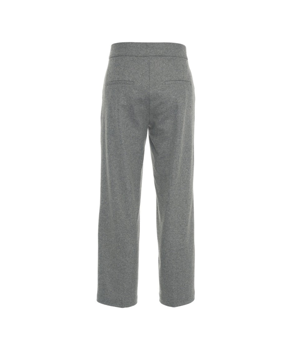 Cambio Straight-Cut Medium Grey Wool Trousers With Tailored Fit